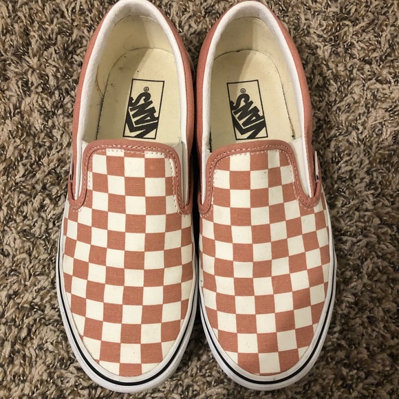 Vans Shoes - Rose pink checkered vans slip-on